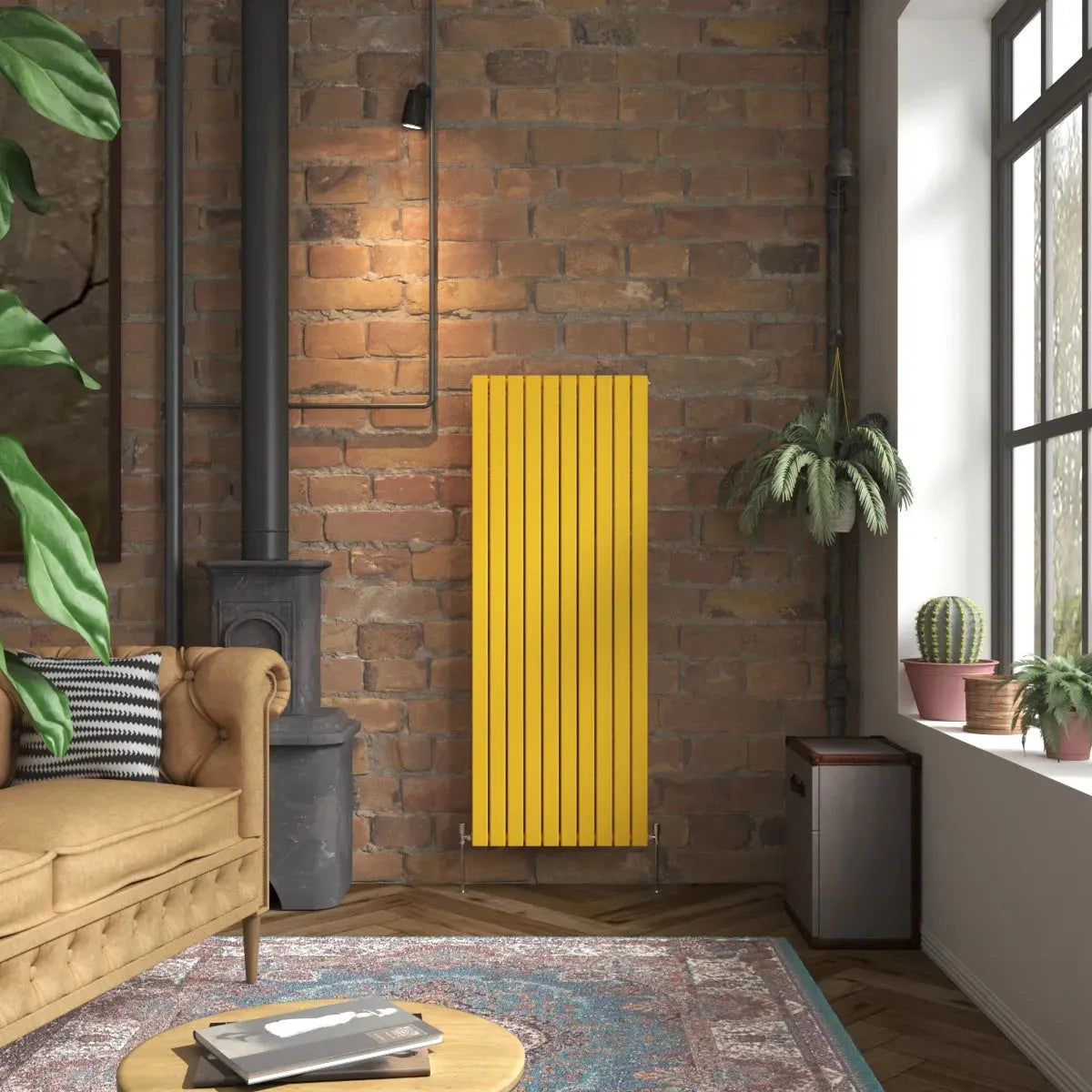 San Remo - Modern vertical flat panel radiator zinc yellow