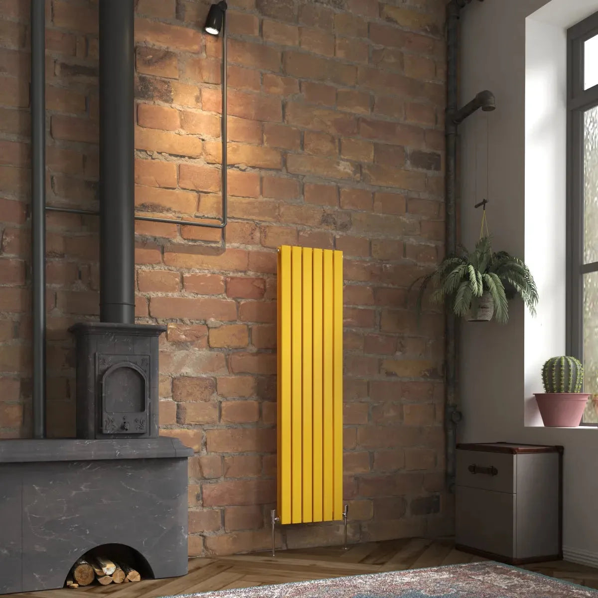 San Remo - Modern vertical flat panel radiator zinc yellow