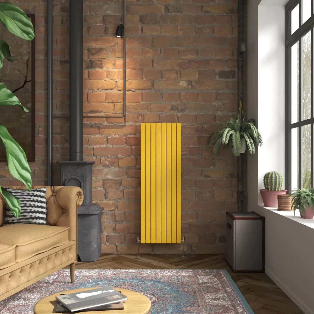 San Remo - Modern vertical flat panel radiator zinc yellow