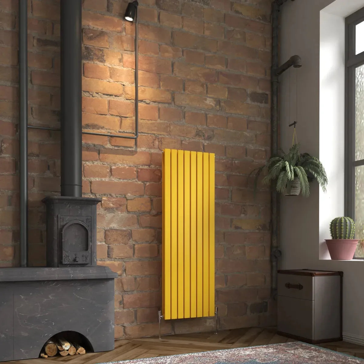 San Remo - Modern vertical flat panel radiator zinc yellow