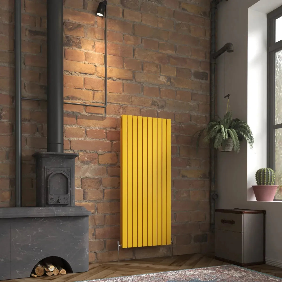 San Remo - Modern vertical flat panel radiator zinc yellow