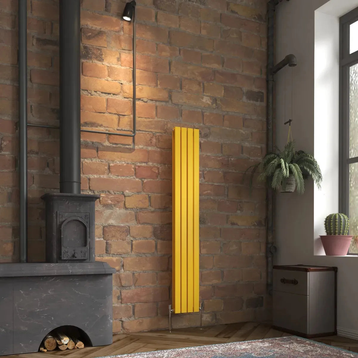 San Remo - Modern vertical flat panel radiator zinc yellow