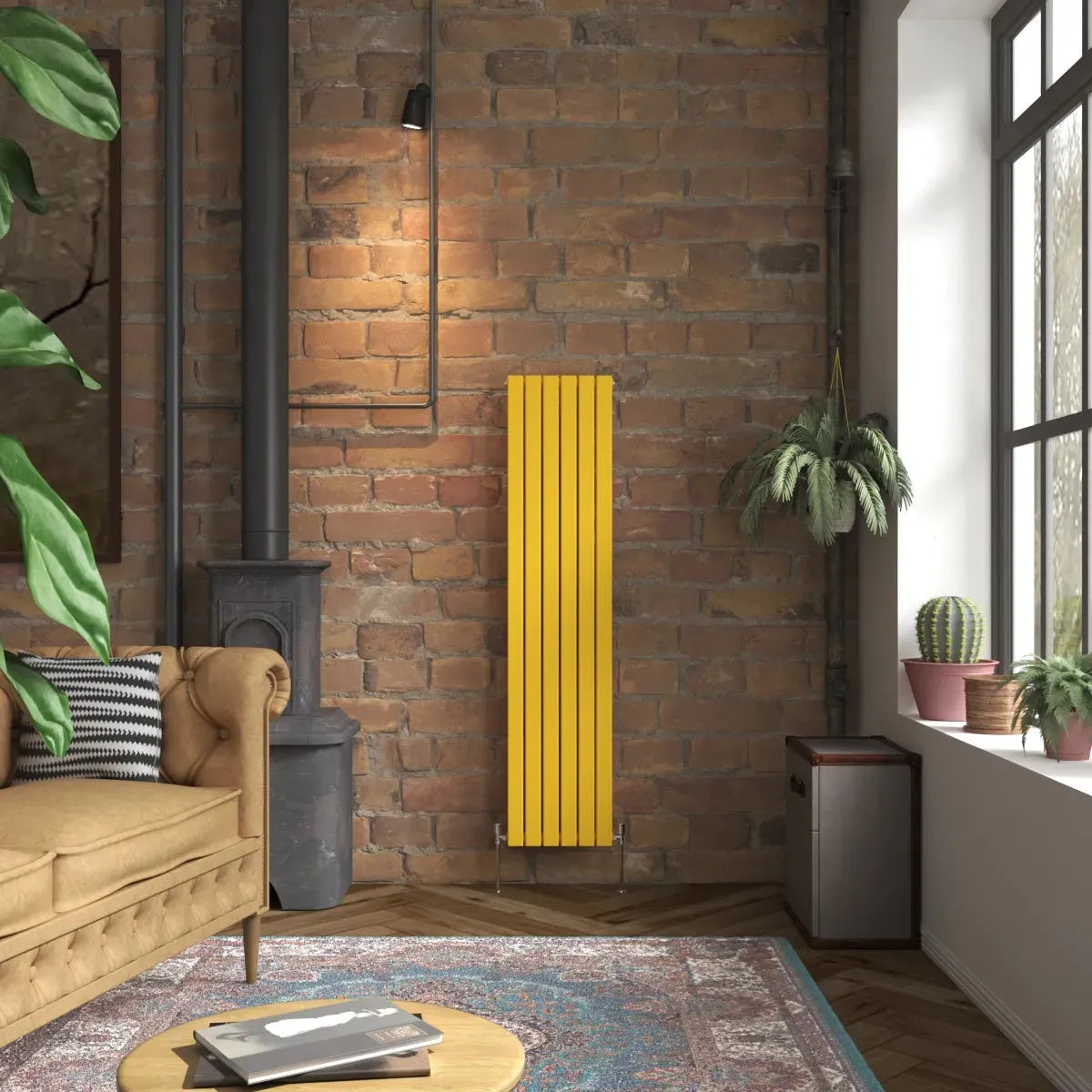 San Remo - Modern vertical flat panel radiator zinc yellow