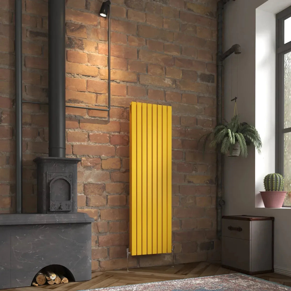 San Remo - Modern vertical flat panel radiator zinc yellow