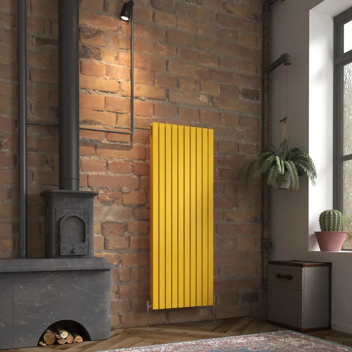 San Remo - Modern vertical flat panel radiator zinc yellow