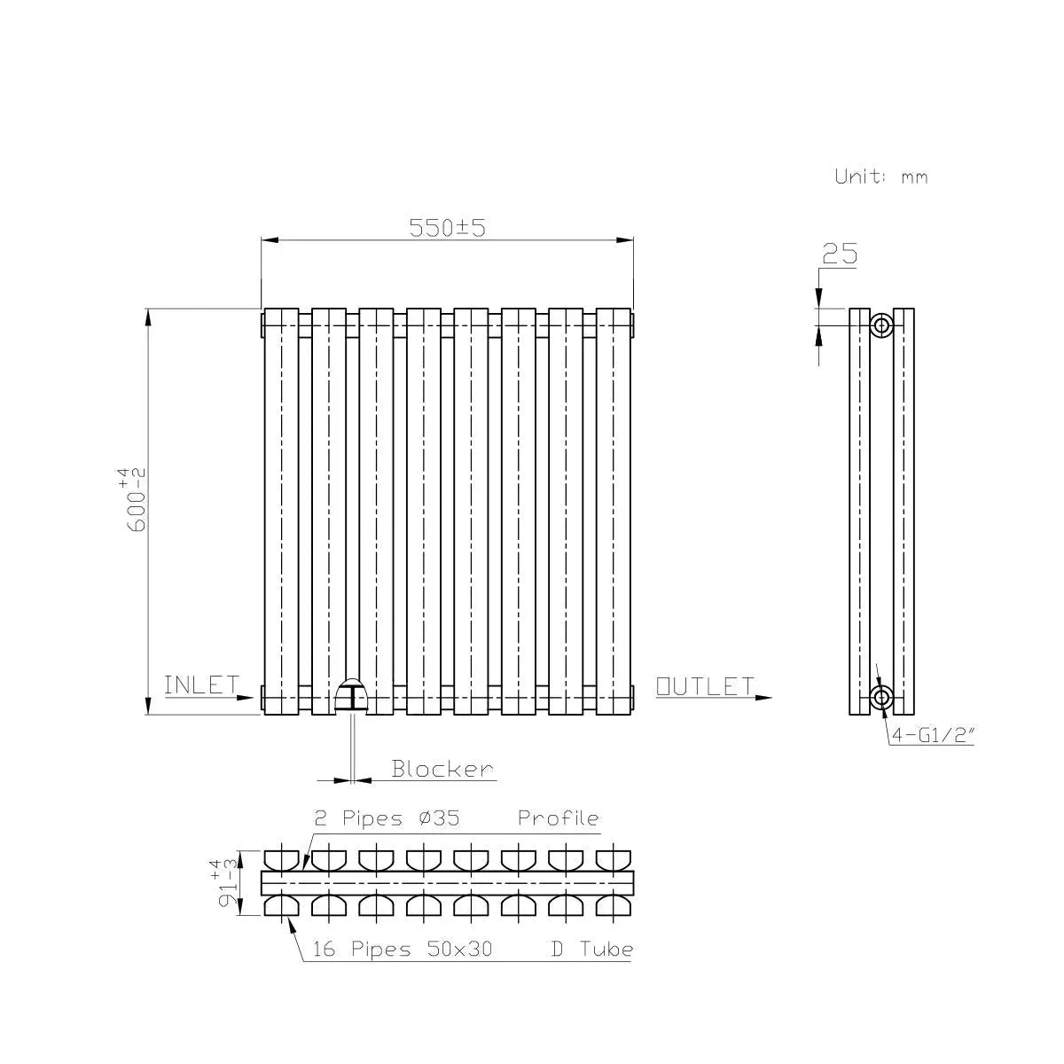 Teramo - Modern horizontal flat panel radiator anthracite