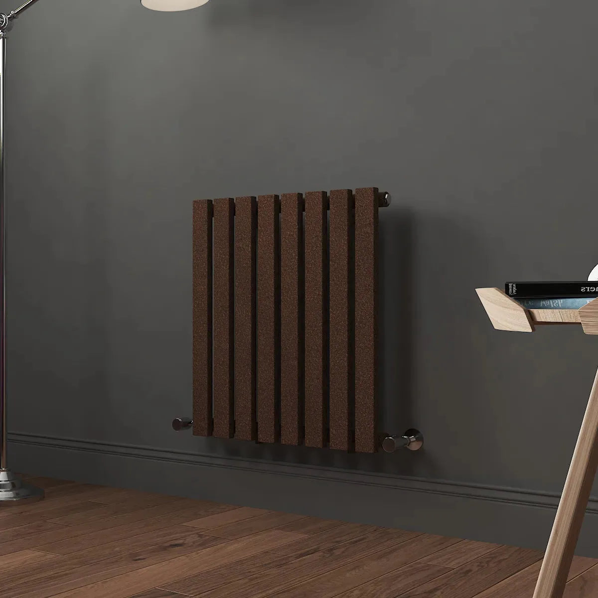 Teramo - Modern horizontal flat panel radiator blackened copper