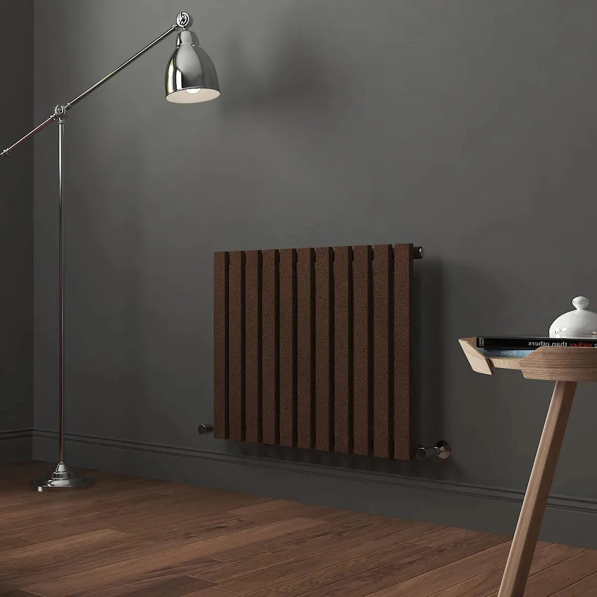 Teramo - Modern horizontal flat panel radiator blackened copper