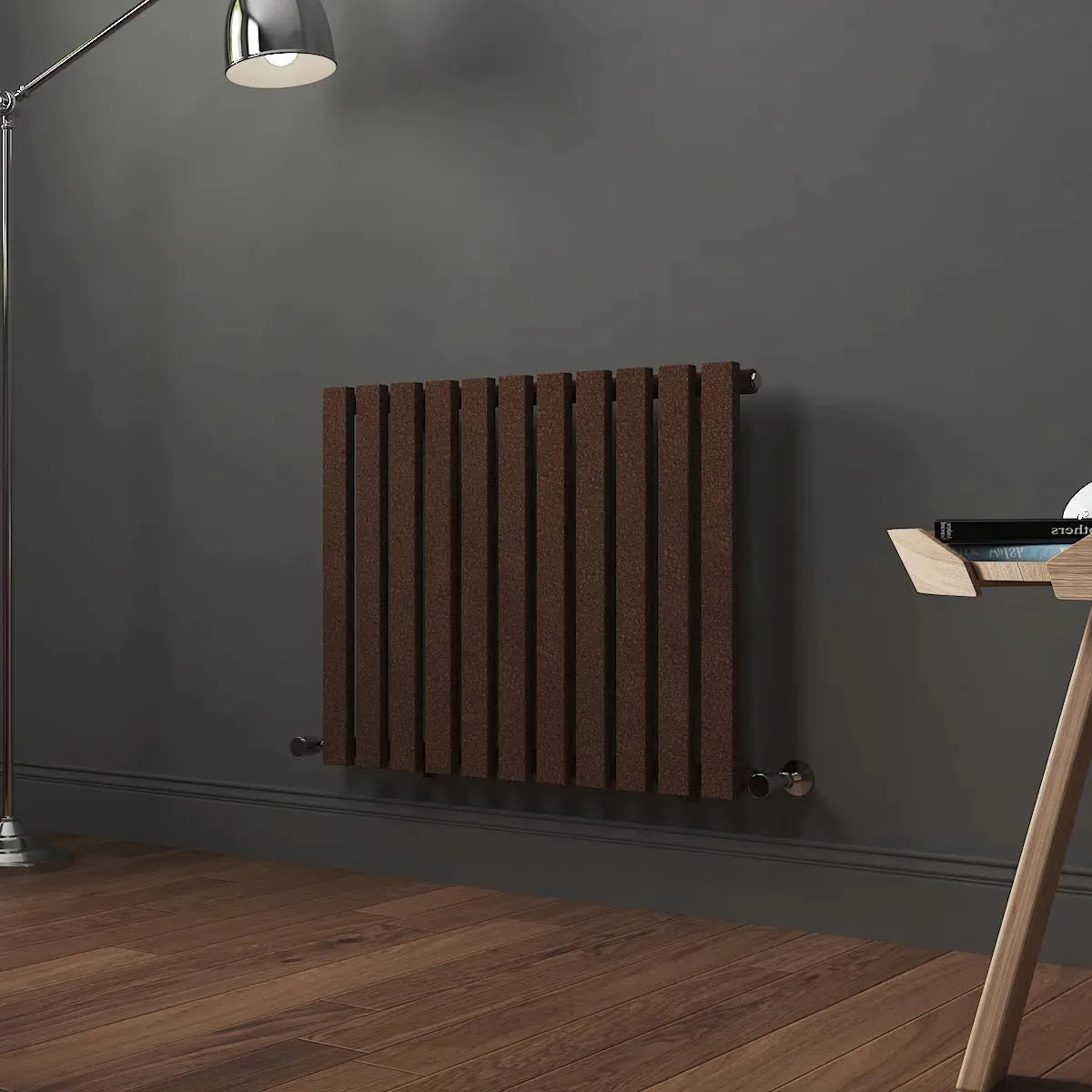 Teramo - Modern horizontal flat panel radiator blackened copper