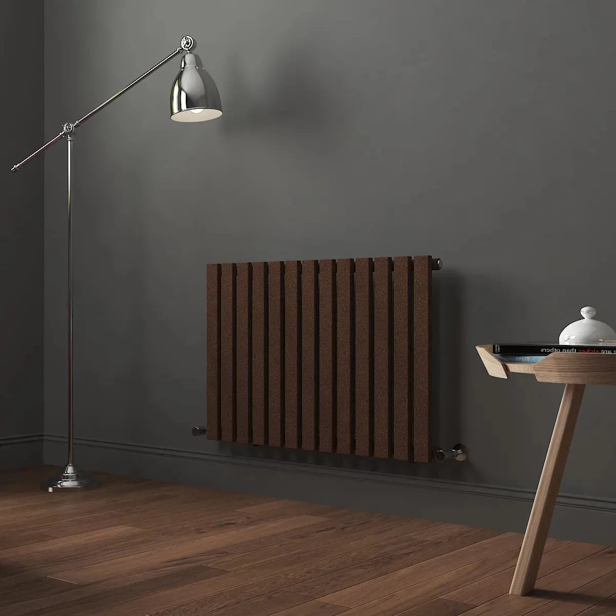 Teramo - Modern horizontal flat panel radiator blackened copper