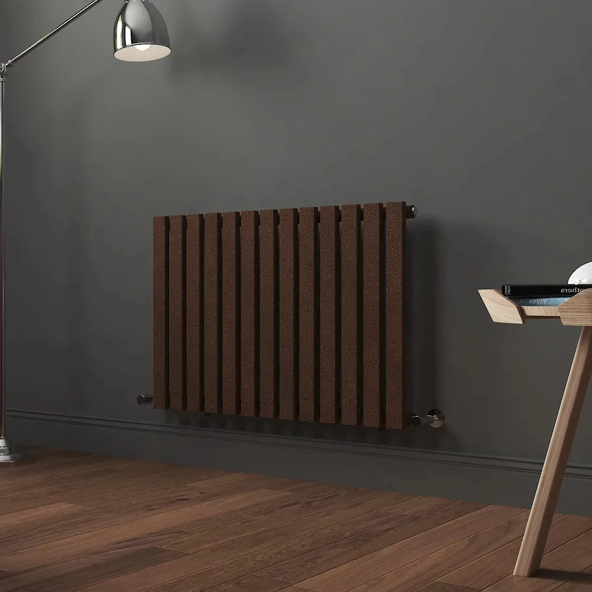 Teramo - Modern horizontal flat panel radiator blackened copper