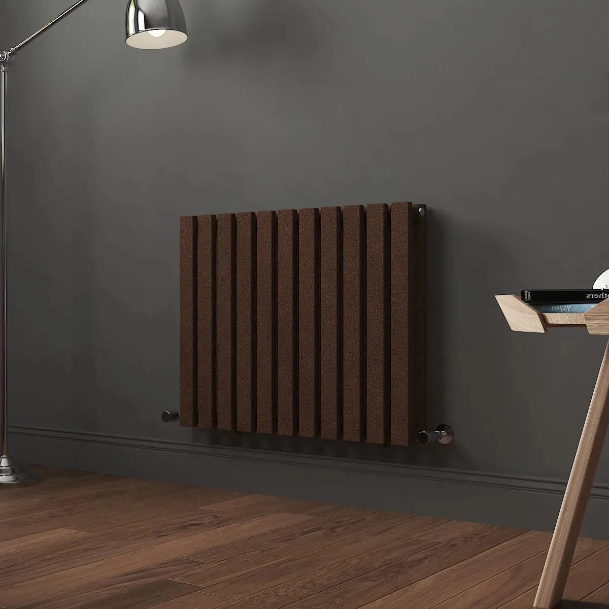 Teramo - Modern horizontal flat panel radiator blackened copper