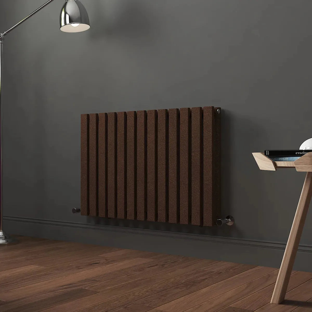 Teramo - Modern horizontal flat panel radiator blackened copper