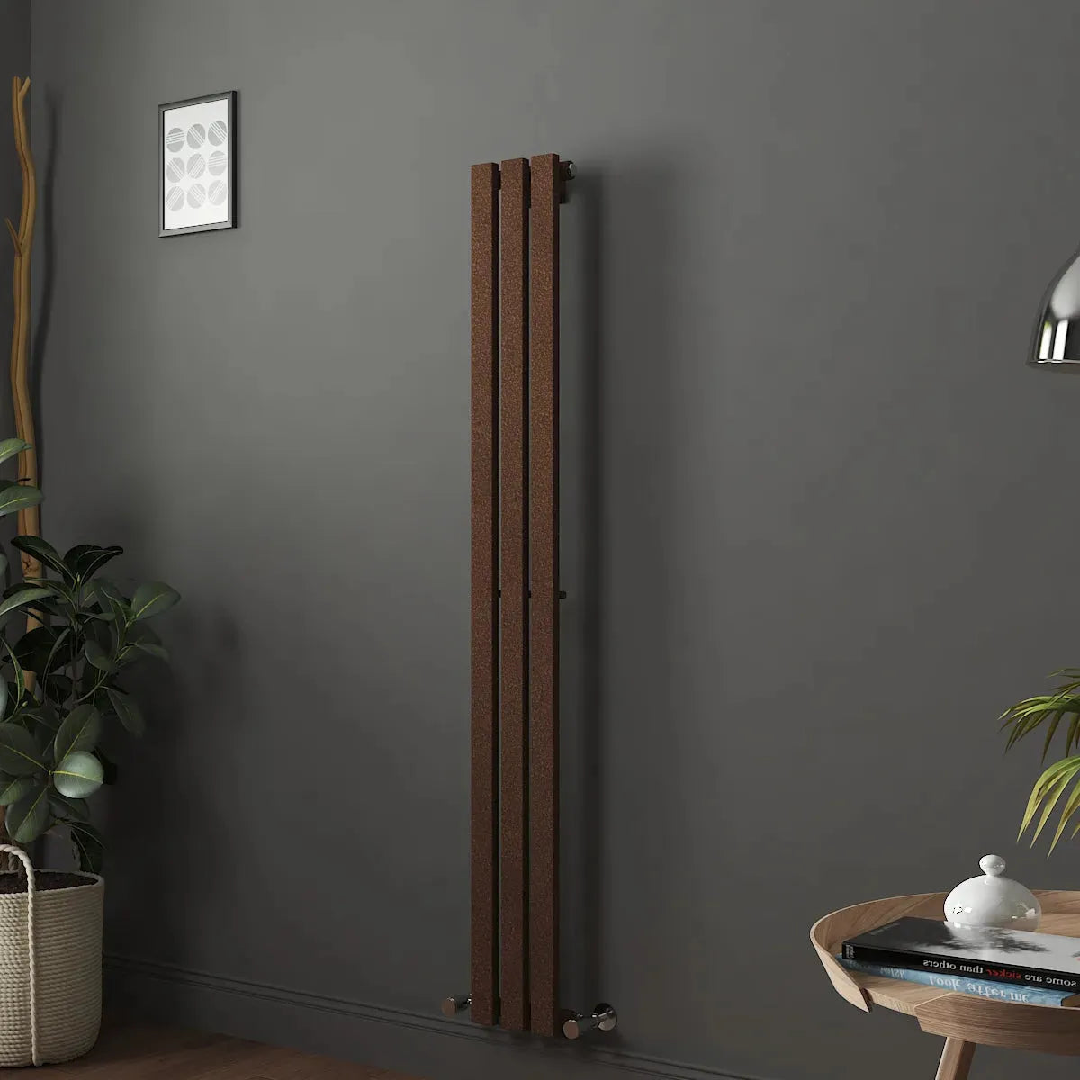 Teramo - Modern vertical flat panel radiator blackened copper