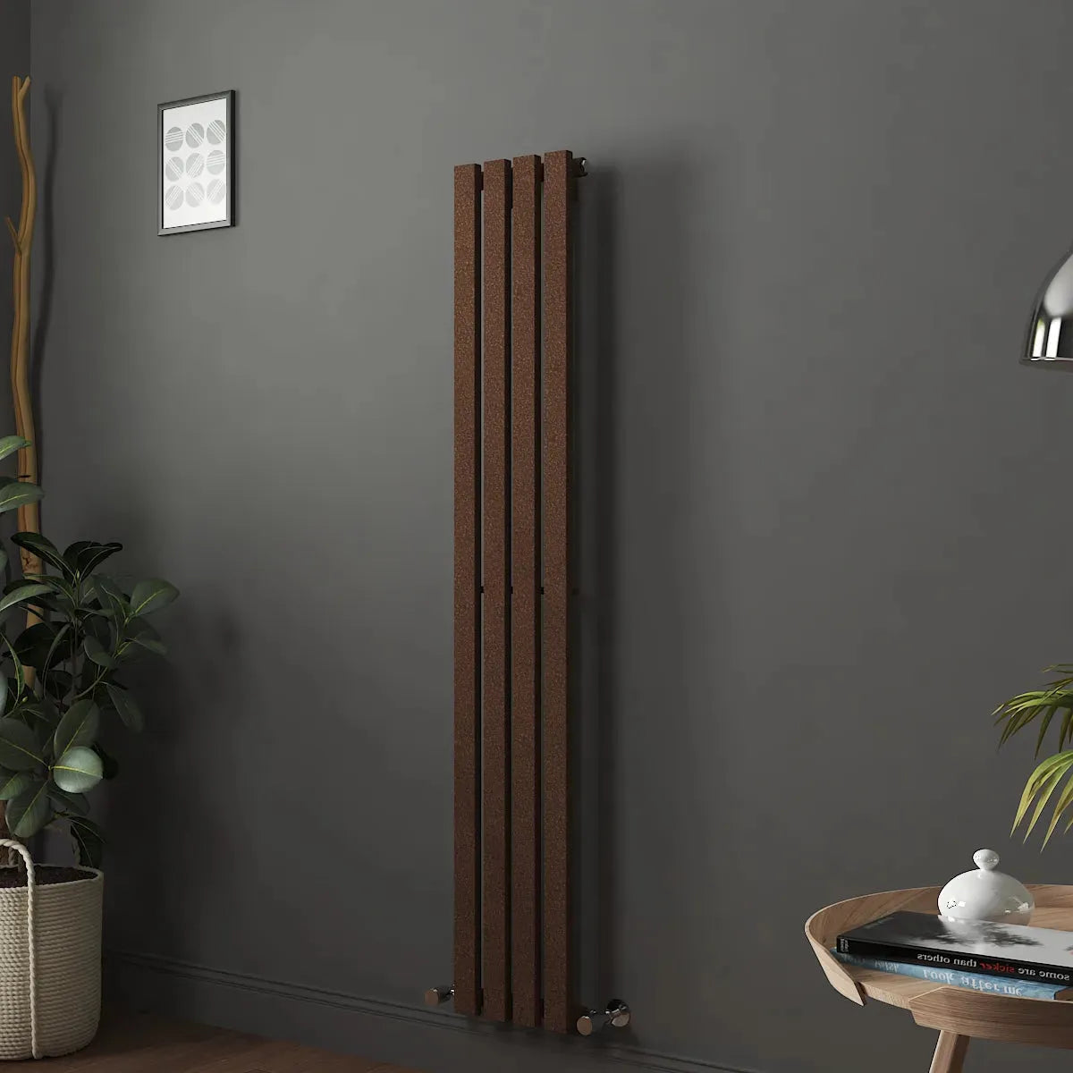 Teramo - Modern vertical flat panel radiator blackened copper