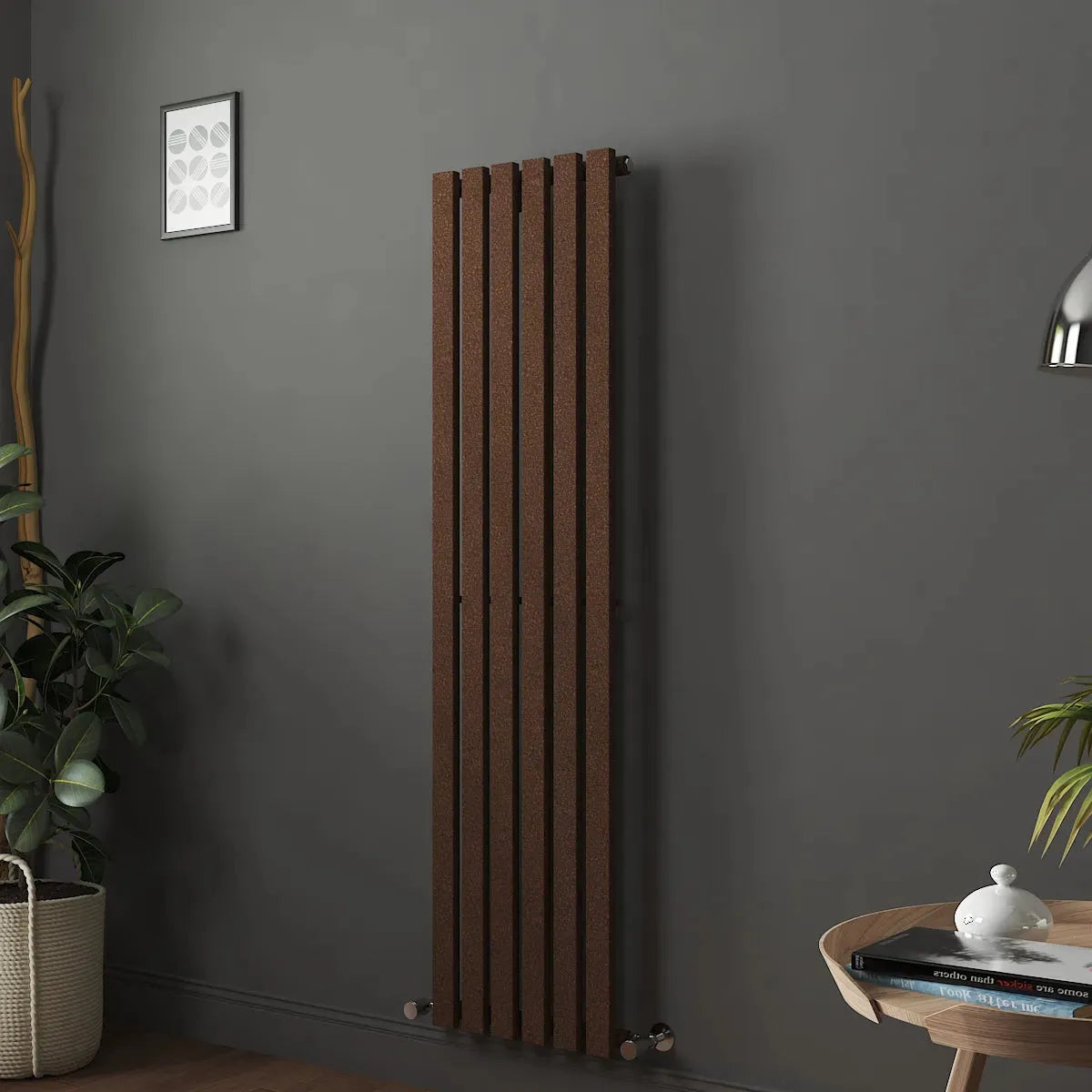 Teramo - Modern vertical flat panel radiator blackened copper