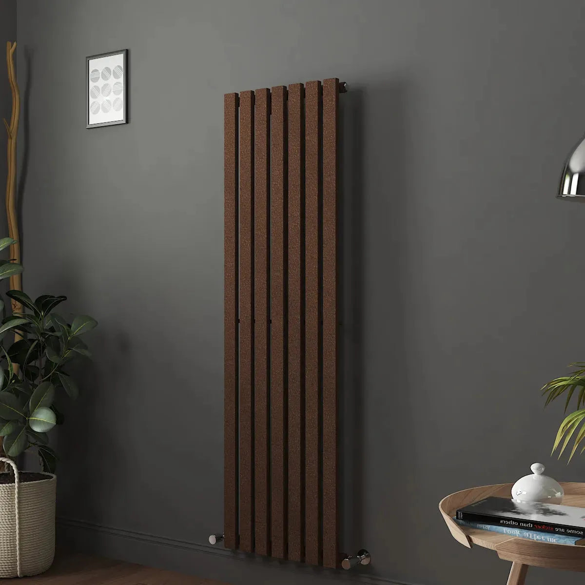 Teramo - Modern vertical flat panel radiator blackened copper