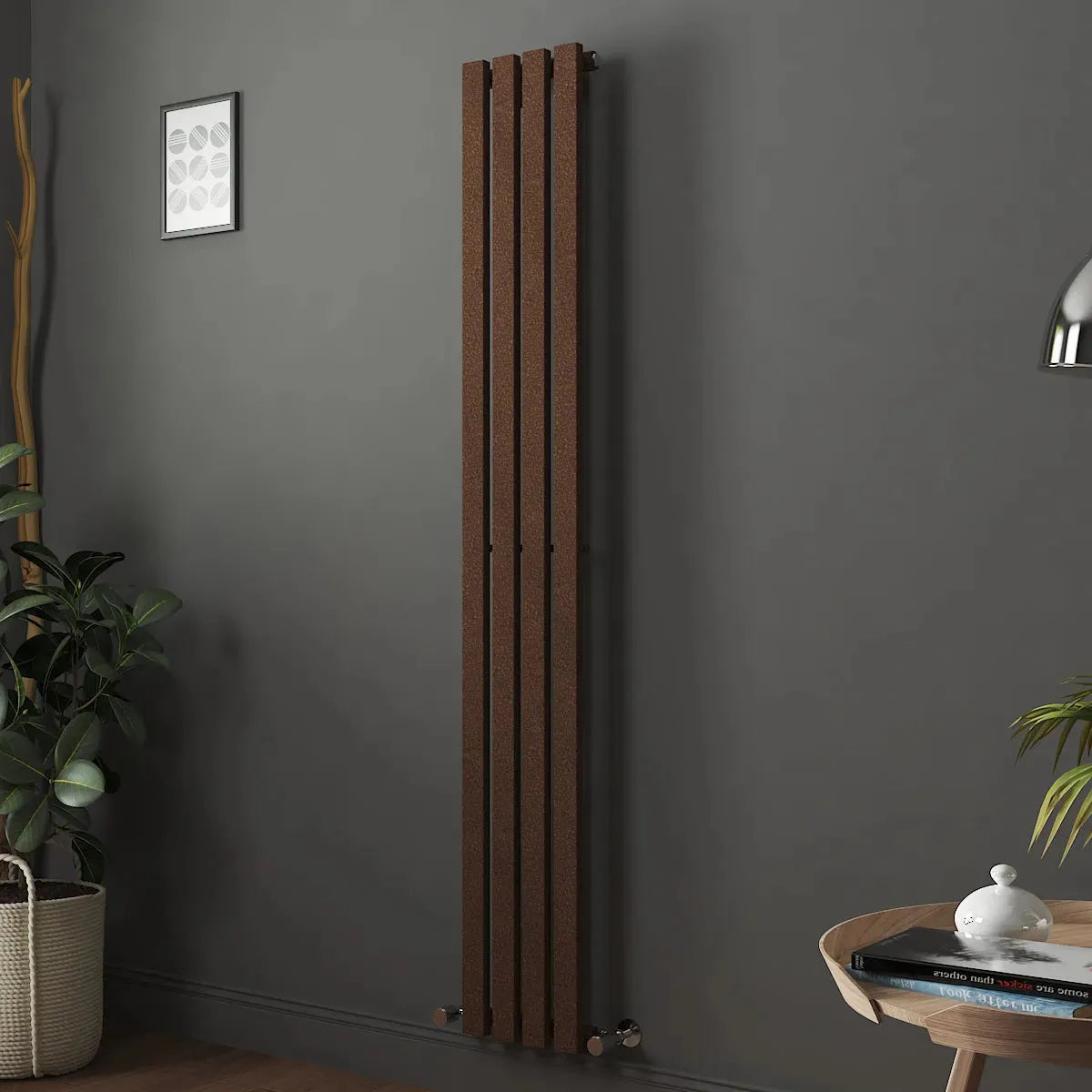 Teramo - Modern vertical flat panel radiator blackened copper