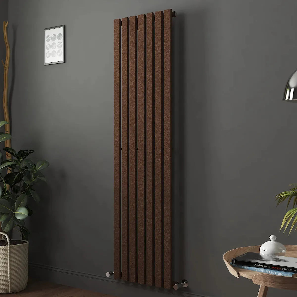 Teramo - Modern vertical flat panel radiator blackened copper