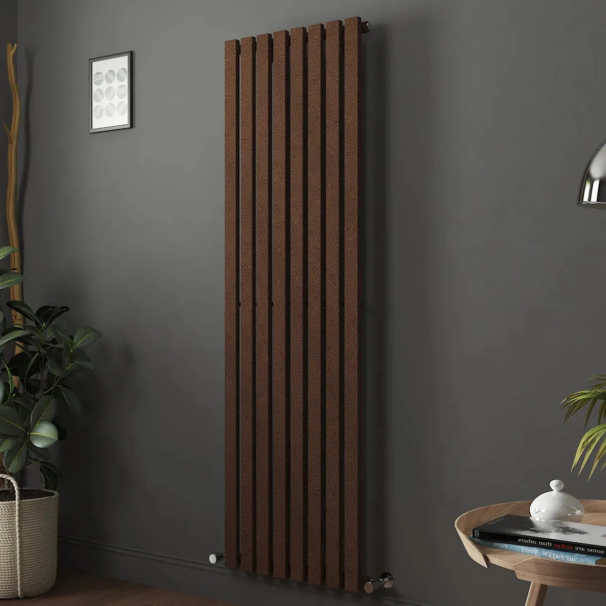 Teramo - Modern vertical flat panel radiator blackened copper