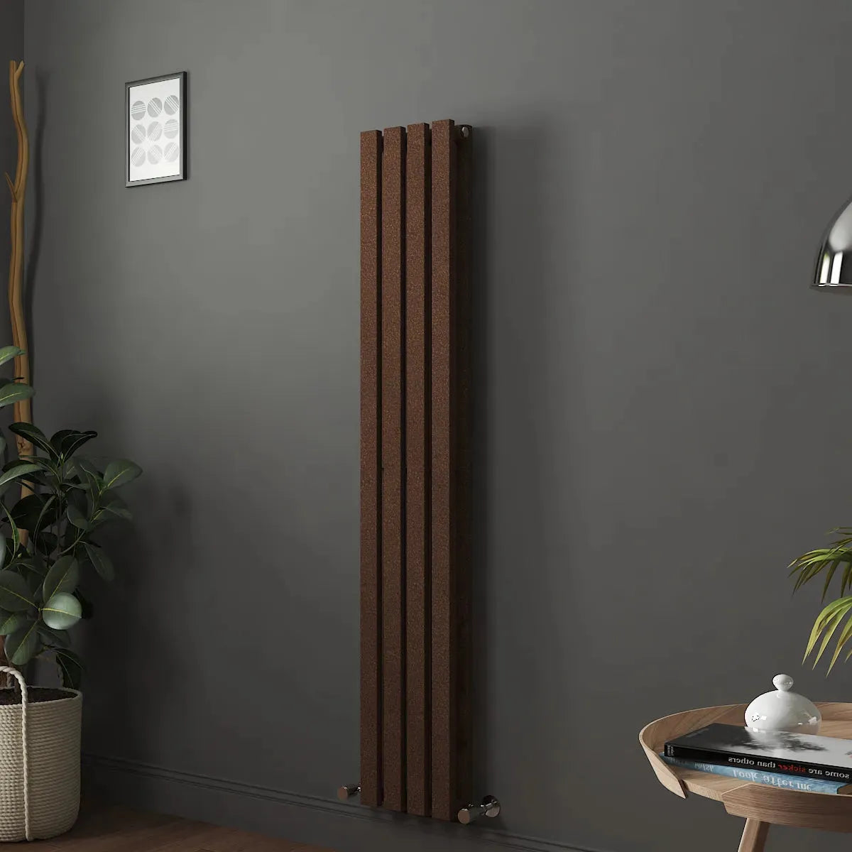 Teramo - Modern vertical flat panel radiator blackened copper