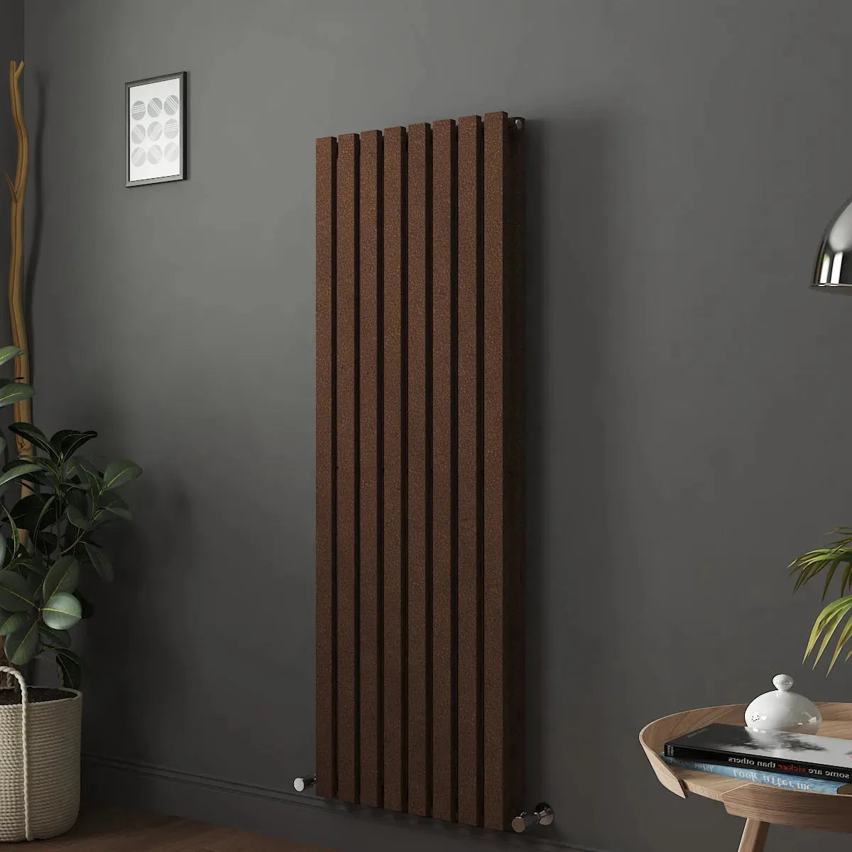 Teramo - Modern vertical flat panel radiator blackened copper