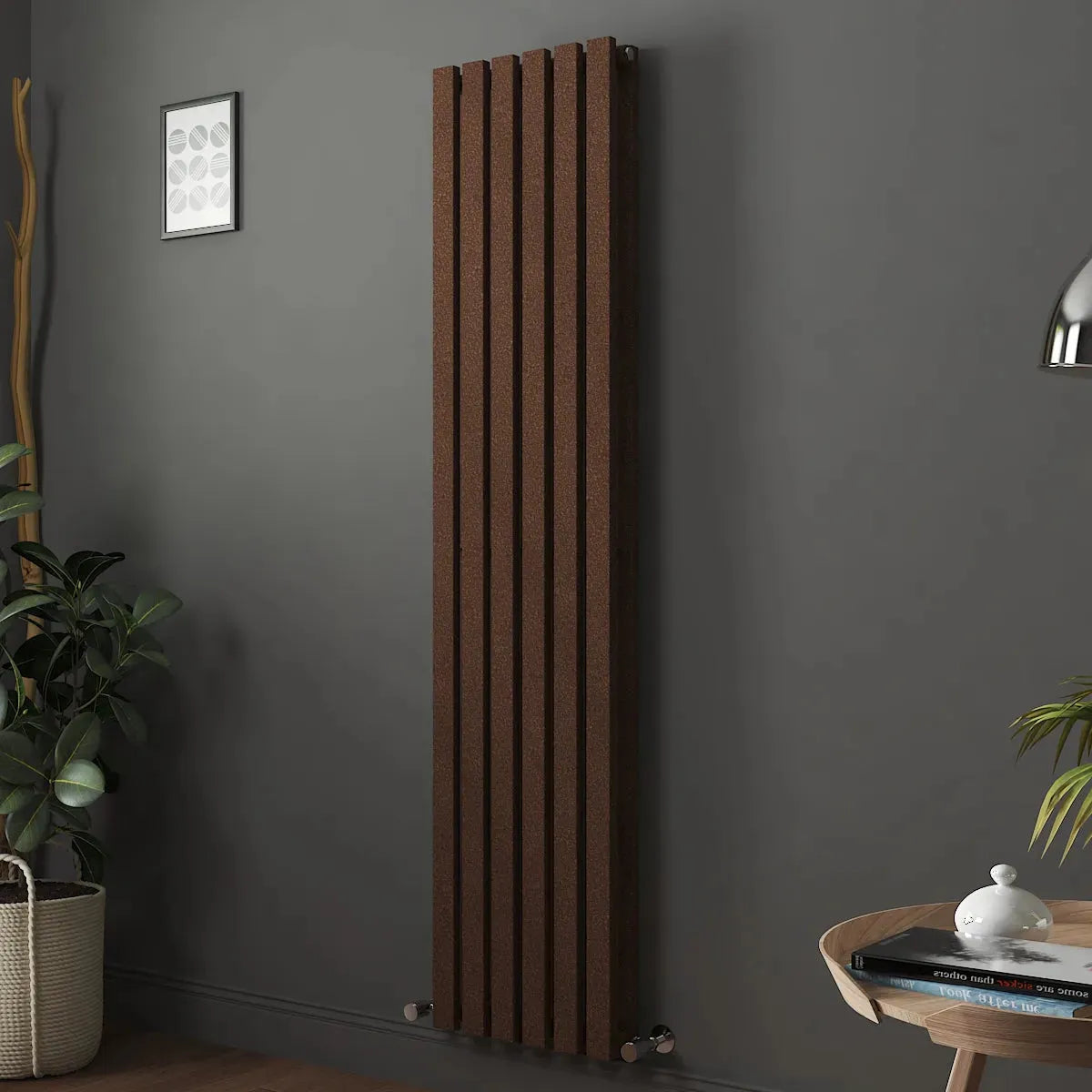 Teramo - Modern vertical flat panel radiator blackened copper