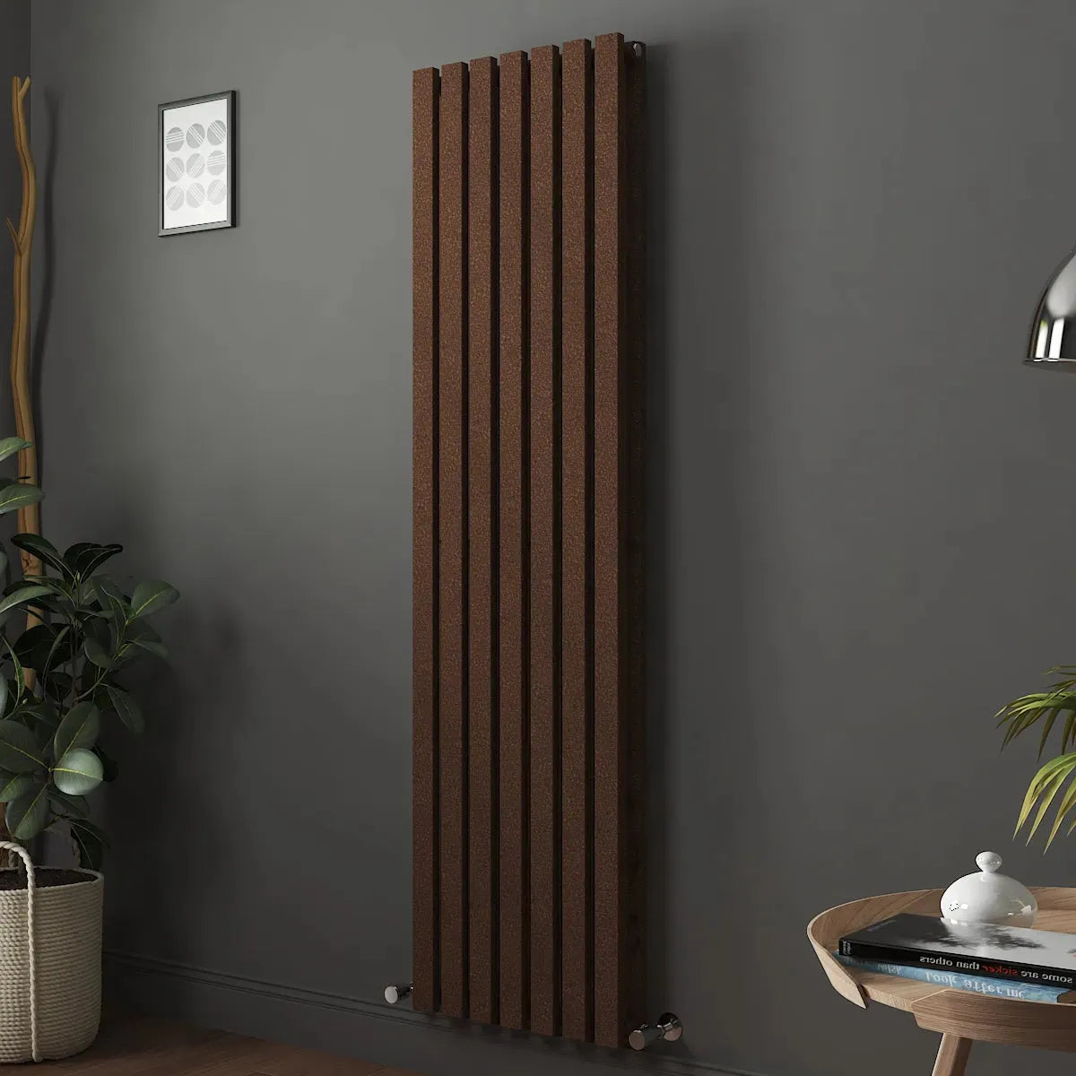 Teramo - Modern vertical flat panel radiator blackened copper