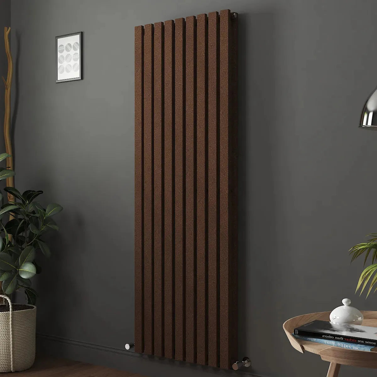 Teramo - Modern vertical flat panel radiator blackened copper