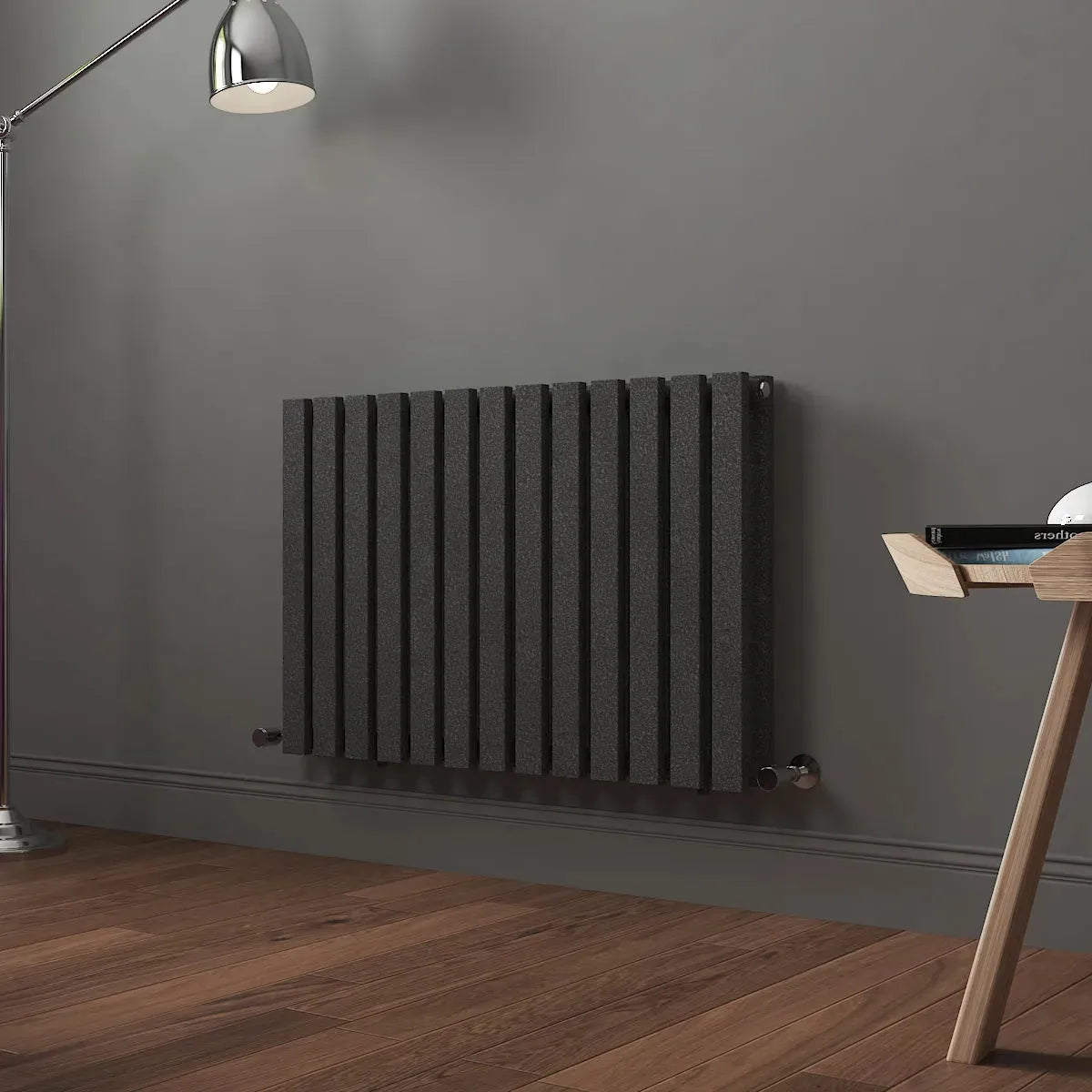 Teramo - Modern horizontal flat panel radiator blackened silver