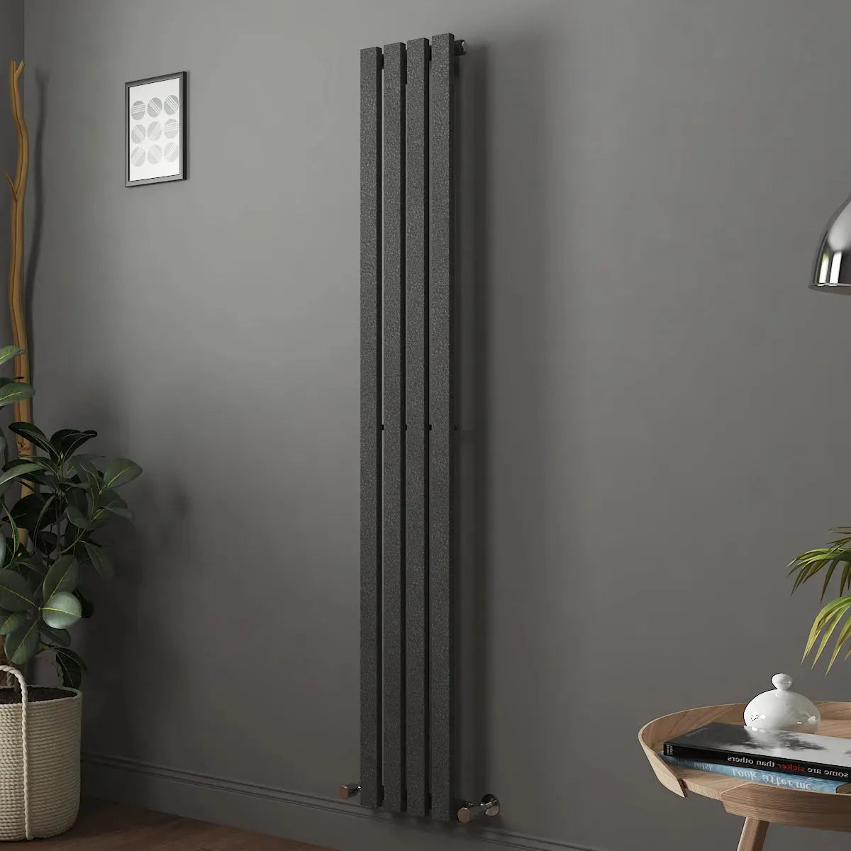 Teramo - Modern vertical flat panel radiator blackened silver