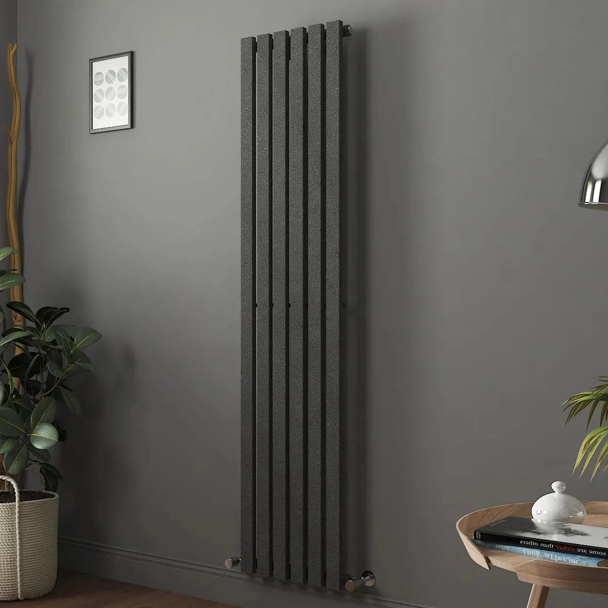 Teramo - Modern vertical flat panel radiator blackened silver