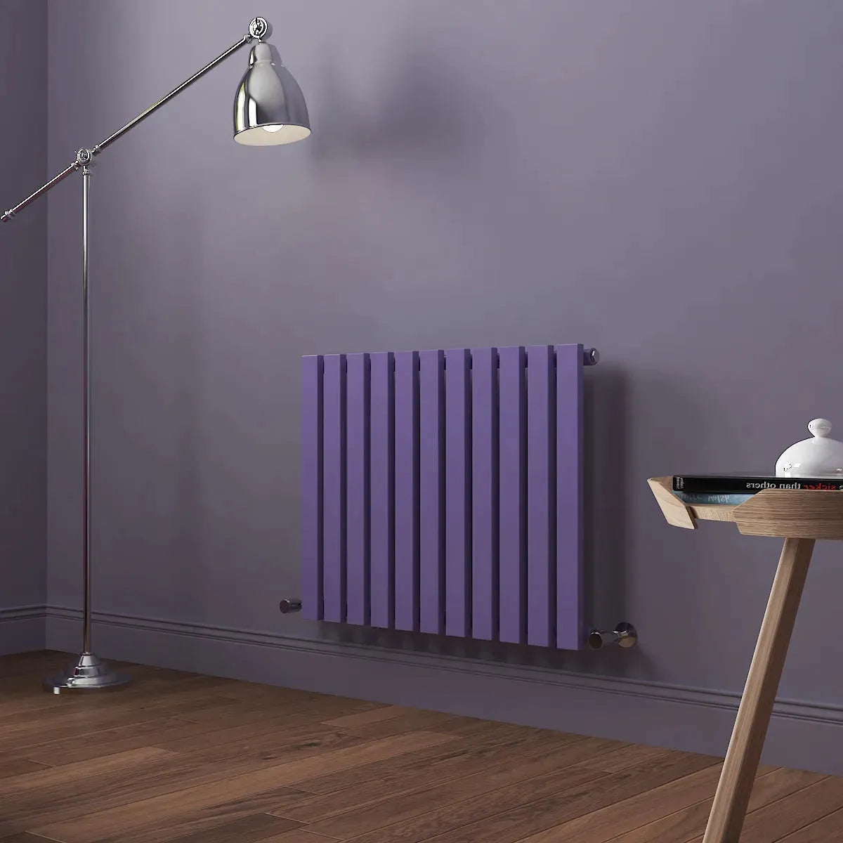 Teramo - Modern horizontal flat panel radiator blue lilac