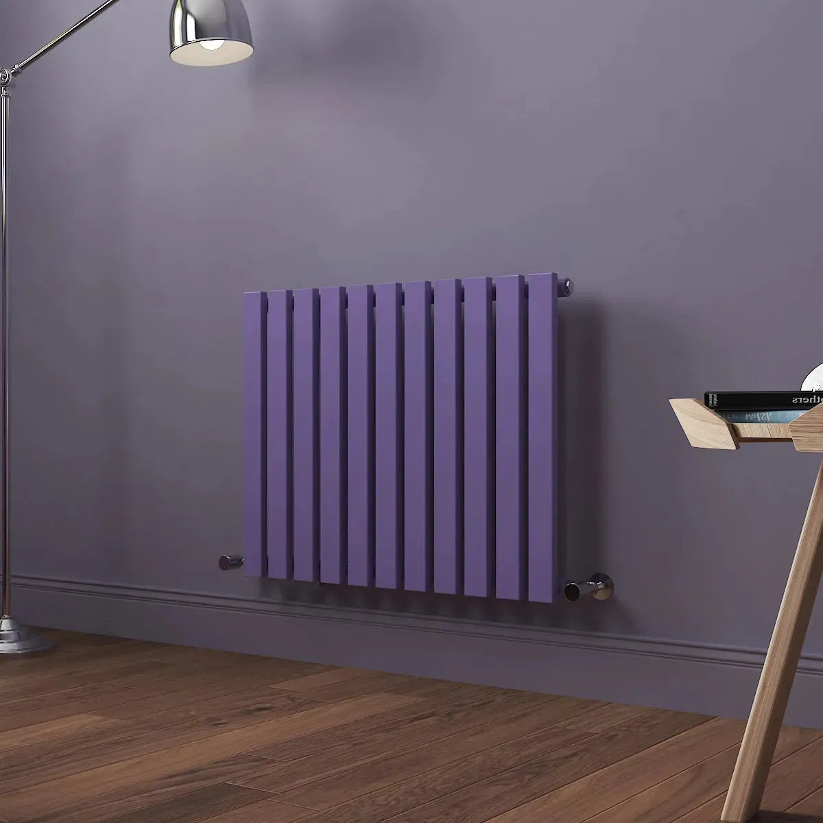 Teramo - Modern horizontal flat panel radiator blue lilac