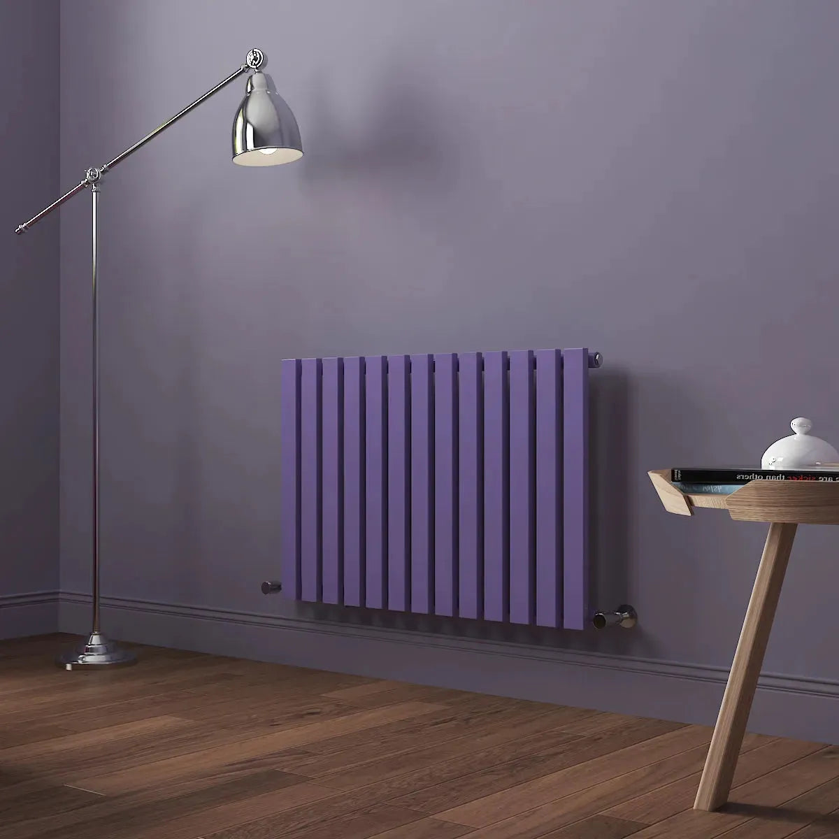 Teramo - Modern horizontal flat panel radiator blue lilac