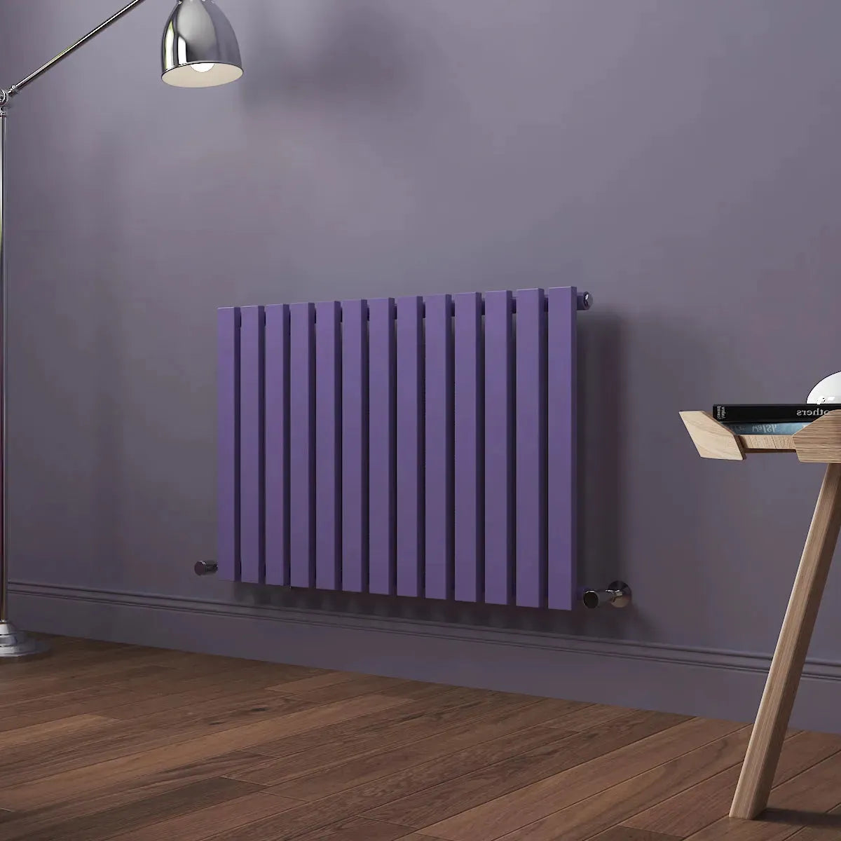 Teramo - Modern horizontal flat panel radiator blue lilac