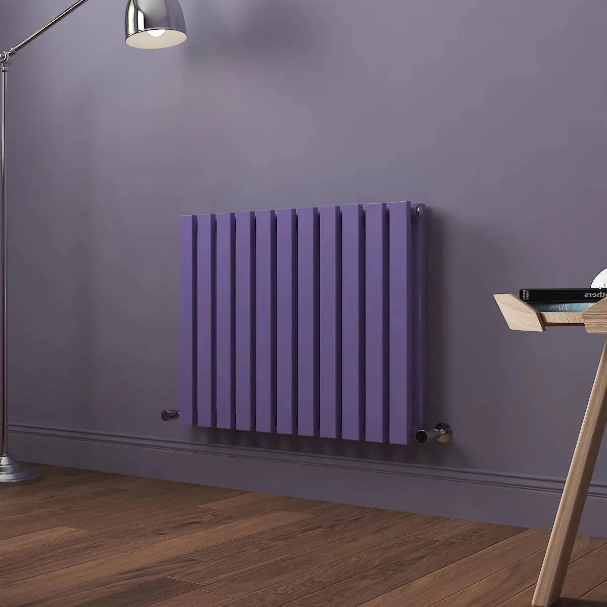 Teramo - Modern horizontal flat panel radiator blue lilac