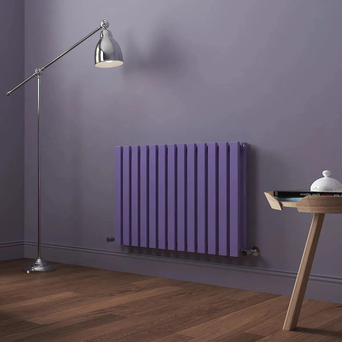 Teramo - Modern horizontal flat panel radiator blue lilac