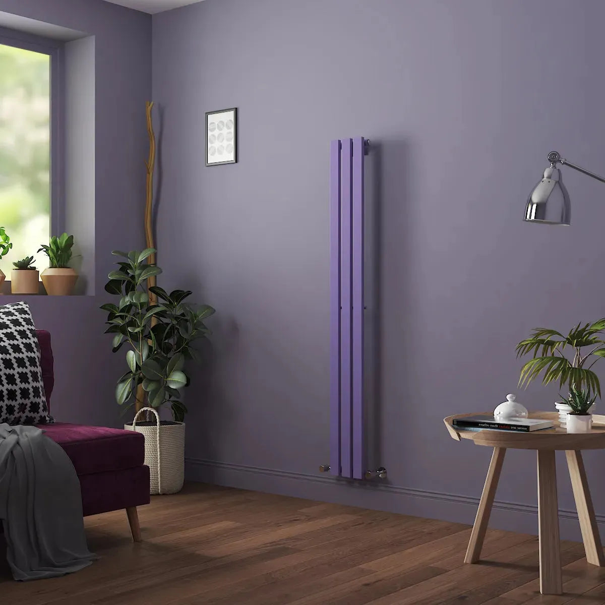 Teramo - Modern vertical flat panel radiator blue lilac