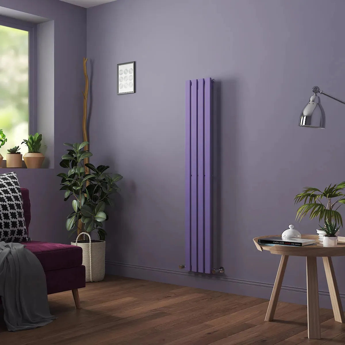 Teramo - Modern vertical flat panel radiator blue lilac