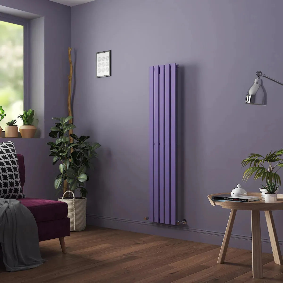 Teramo - Modern vertical flat panel radiator blue lilac