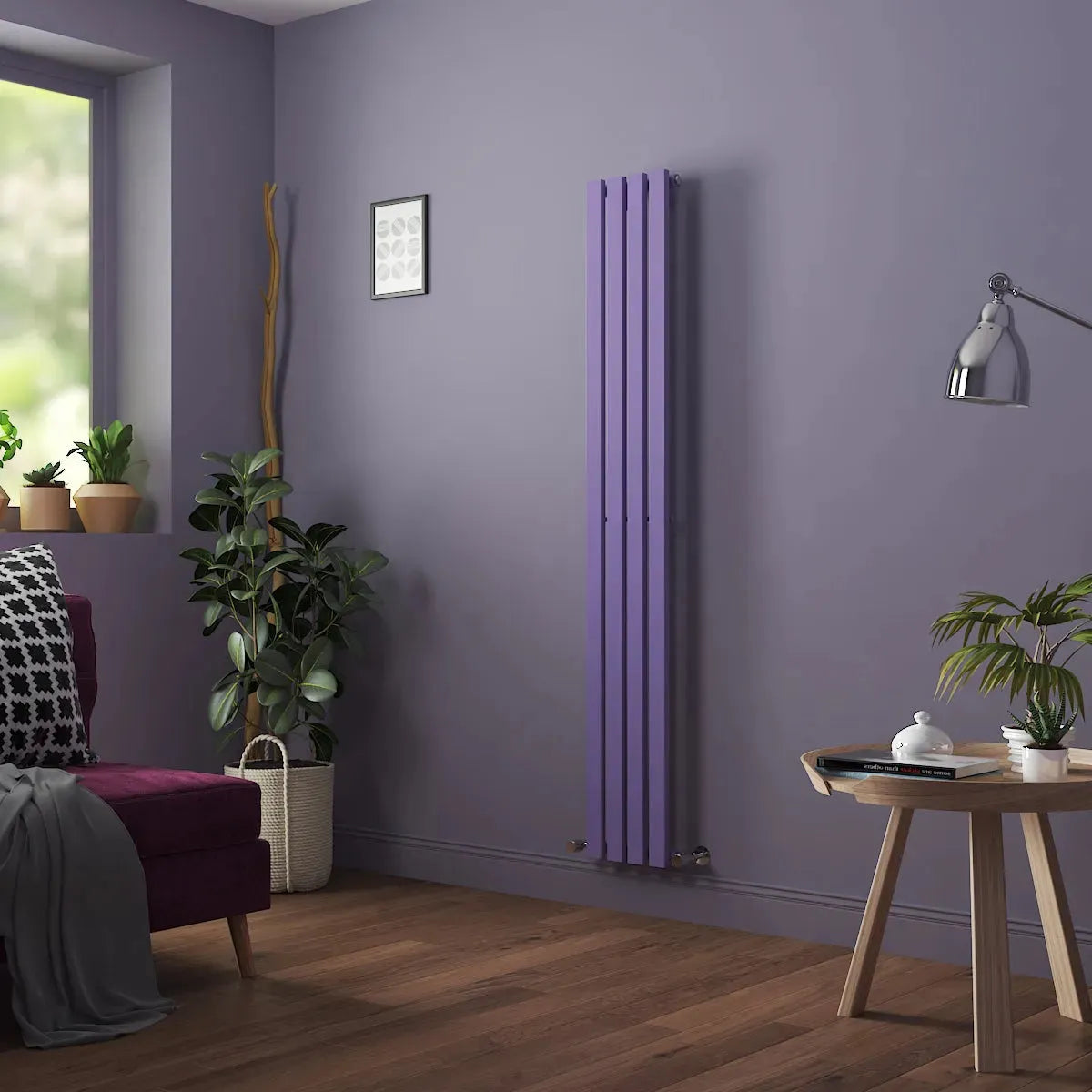 Teramo - Modern vertical flat panel radiator blue lilac