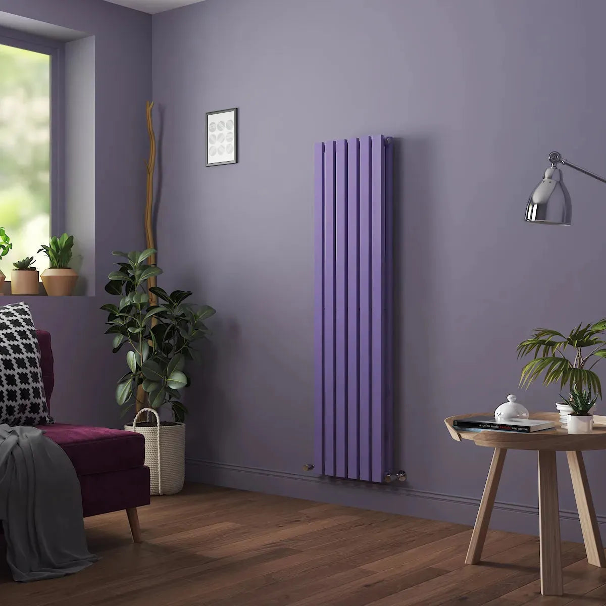 Teramo - Modern vertical flat panel radiator blue lilac