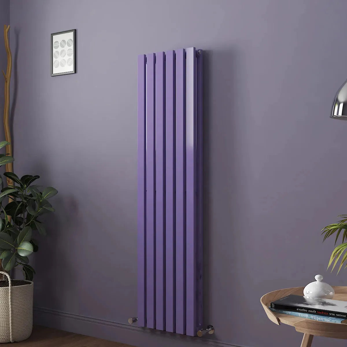 Teramo - Modern vertical flat panel radiator blue lilac