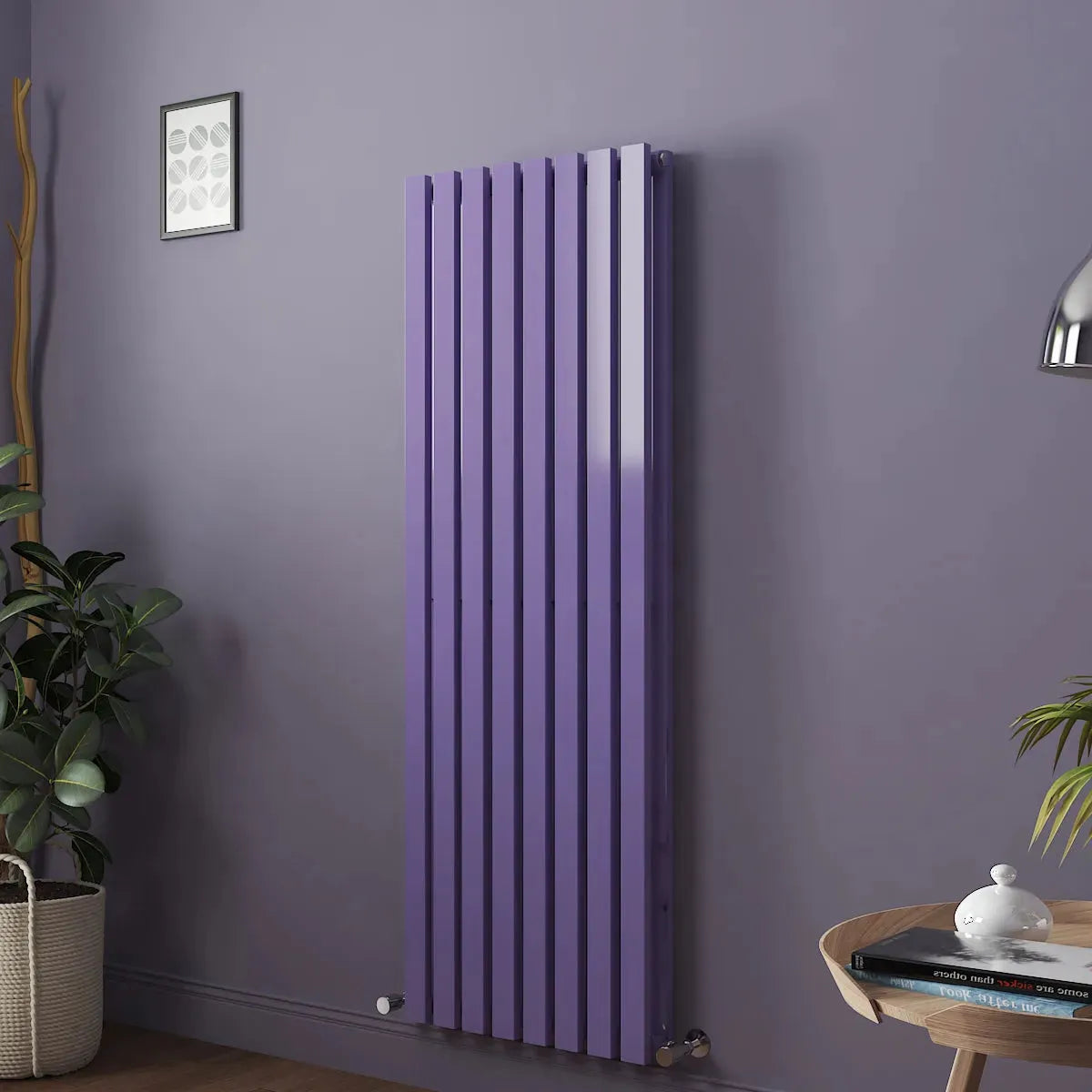 Teramo - Modern vertical flat panel radiator blue lilac