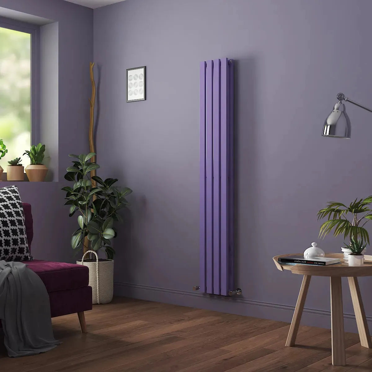 Teramo - Modern vertical flat panel radiator blue lilac