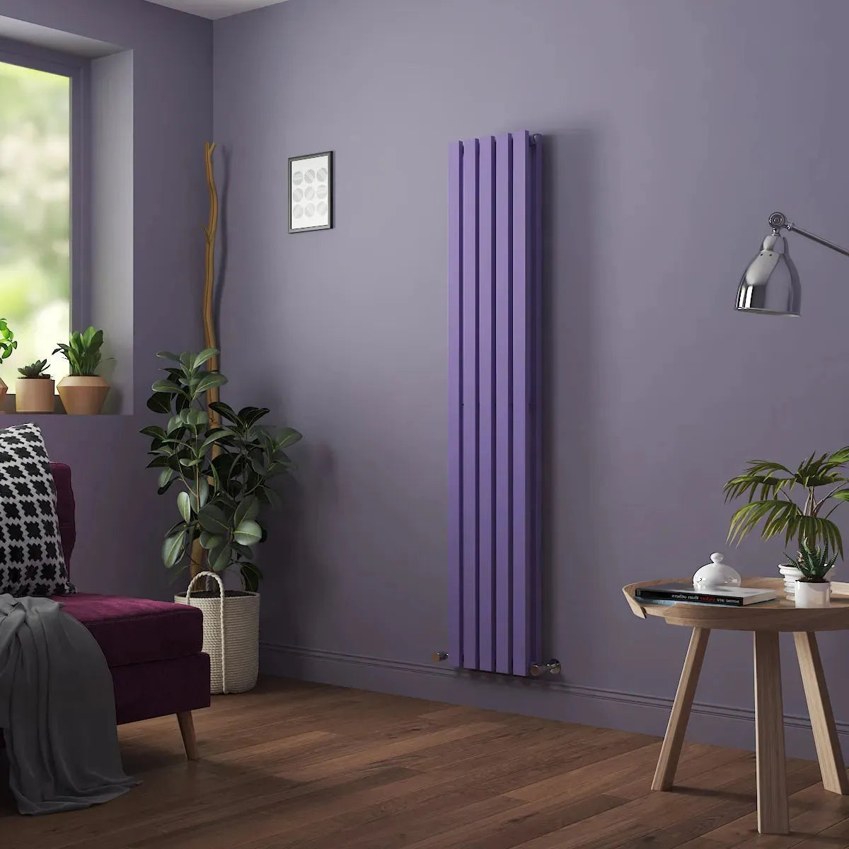 Teramo - Modern vertical flat panel radiator blue lilac