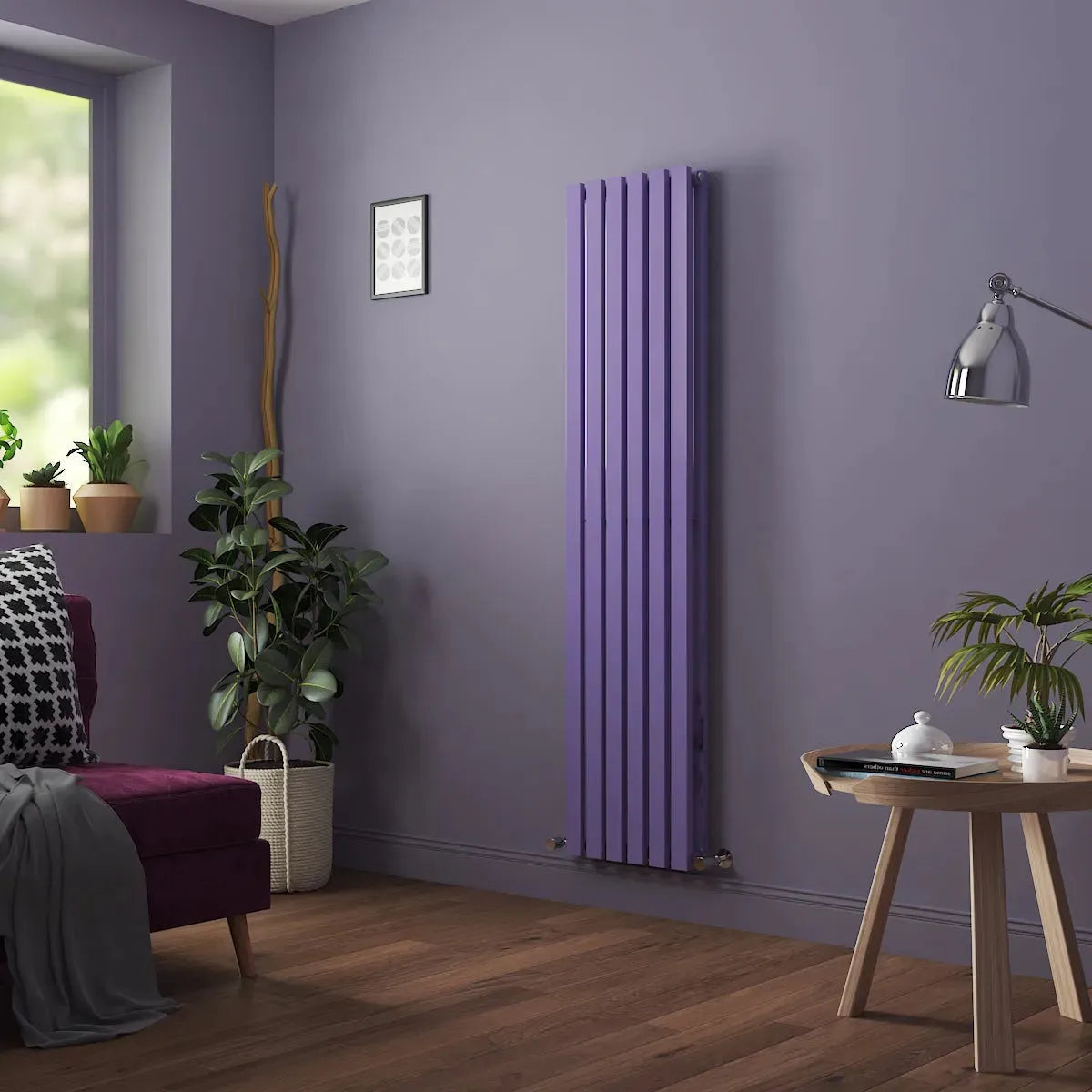 Teramo - Modern vertical flat panel radiator blue lilac