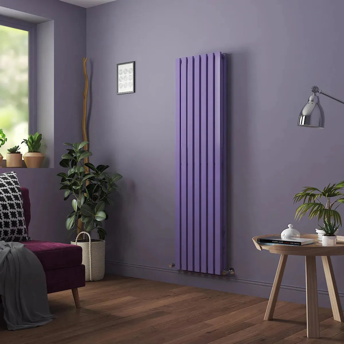 Teramo - Modern vertical flat panel radiator blue lilac