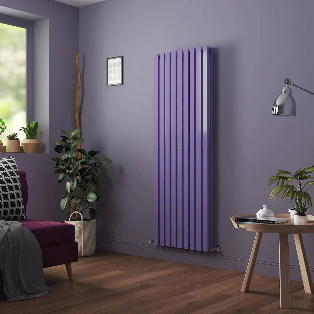 Teramo - Modern vertical flat panel radiator blue lilac